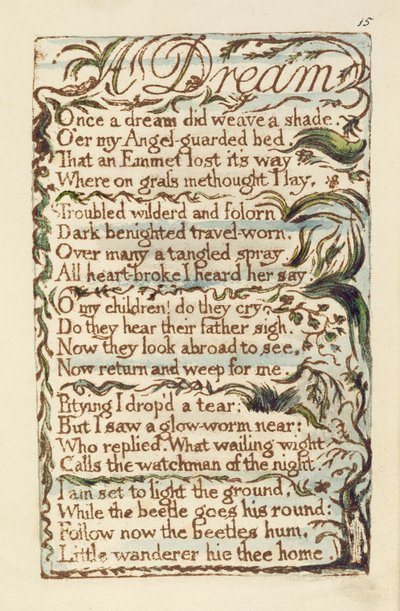 Een Droom illustratie uit Songs of Innocence and of Experience (Bentley Copy L) pl.15 (Bentley 26) 1789-94 door William Blake